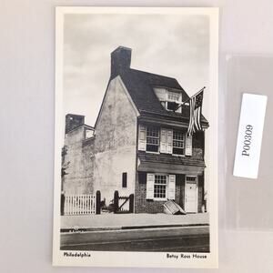 1938 Postcard Birthplace of Old Glory Betsy Ross American Flag Philadelphia RPPC